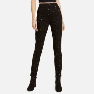 BAR III Women's Wild Luxe Silver Stud Denim Skinny Jeans, Black, Sz 10, NWOT